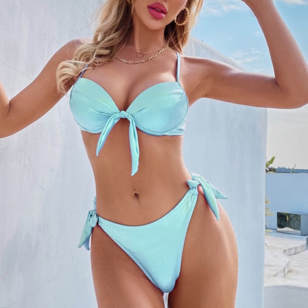 BNWT Shimmer Aqua Blue Bikini Set